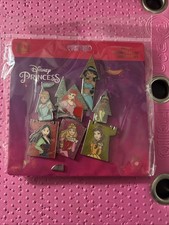 2022 Disney Pin Princess Castle Puzzle 7 Pin Set Belle Ariel Mulan Tiana Aurora