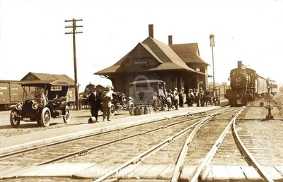 #ad #ad Chesaning MI M.C. MI Michigan Central railroad depot RPPC Photo Postcard COPY $4.95