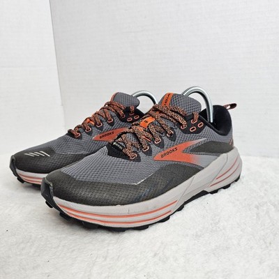 Brooks Cascadia 16 GTX Mens 7.5 Gray Orange Hiking Running Shoes Sneakers