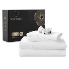 Overket 1000 Thread Count Egyptian Cotton Sheets Queen Size Set Sateen Weave ...