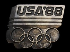 MF19120 VINTAGE 1988 USA OLYMPIC GAMES SPORTS BELT BUCKLE