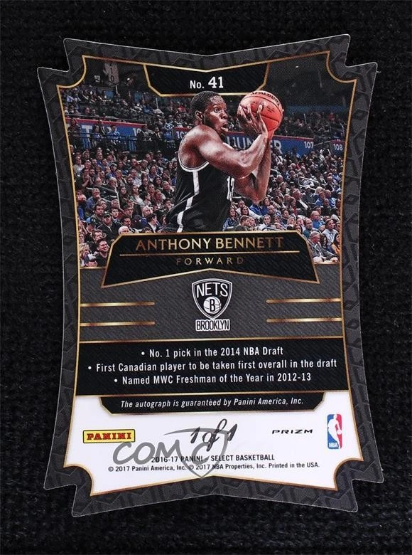 2016-17 Panini Select Die-Cut Auto Power 1/1 Anthony Bennett #41 Auto 2d0 - Image 2 of 3