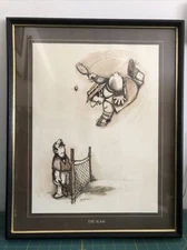 Vintage 1970’s Gray Patterson Framed Cartoon Art Print 17” X 21” The Slam