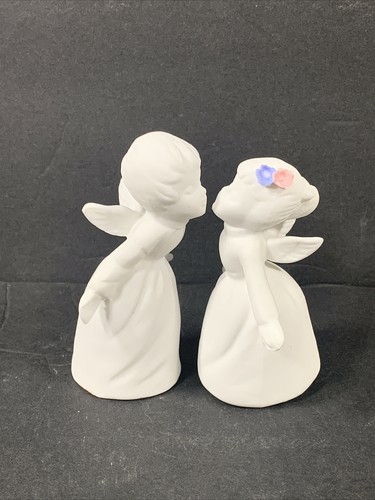Vintage Figuren Kissing Angels Napco Japan C7644 Biskus Porzellan Blumen