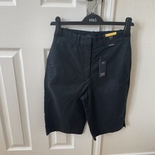 M&S Collection  Cotton Rich Knee Length Chino Shorts Black Size 6 New With Tags