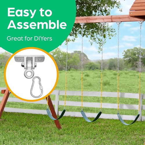 Swing Set Hangers - 2 Heavy Duty Brackets with Locking Snap Hooks for Porch, ... - Picture 3 of 3