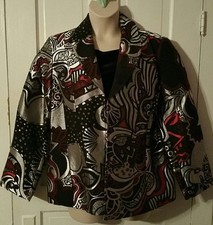 NWT Women's Chico's Size 3 jacket blazer Queenship Paulette LG BLACK R