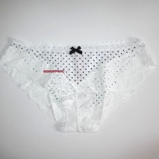 Victoria Secret Body by Victoria Bikini Panty Size L White Lace Dot Smooth Silky