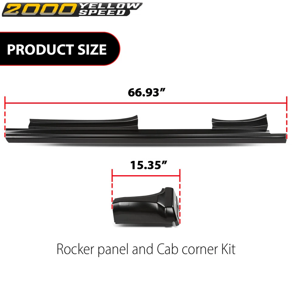 Fit For 14-18 Chevy Silverado GMC Sierra Double Cab Rocker Panels & Cab Corners - Image 3 of 4