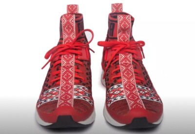 NIB Puma Ignite EvoKnit Red Hi Top Running Trainers With Trikes 11