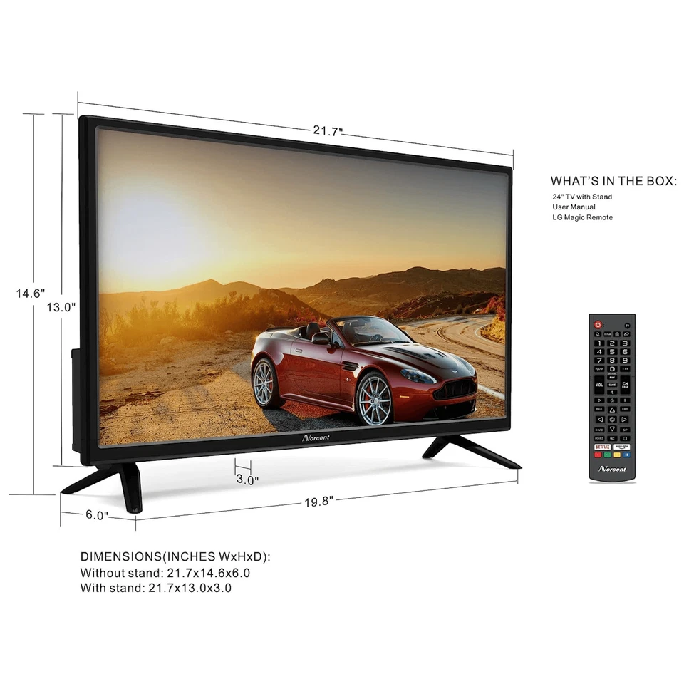 Norcent 24 Inch 720P LED HD Smart TV with Built-In WebOS System and TTS Function - Image 2 of 4