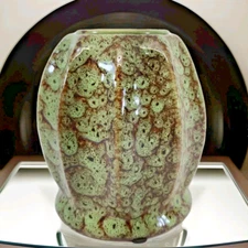 A&B Home Garden Lights Tabletop Fire Pot - Ceramic - Green w/ Brown Glaze