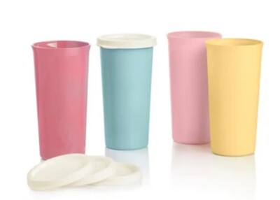 *SUPER SALE* Tupperware Vintage Collection 9oz Tumblers Liquid Tight Seals 4pc 