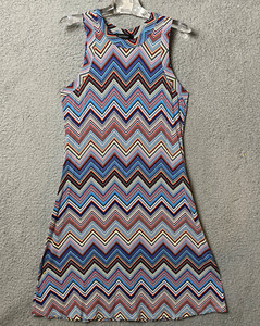 Karen Kane Dress Womens L Red Blue Cream A-line Patriotic Stretch Cool