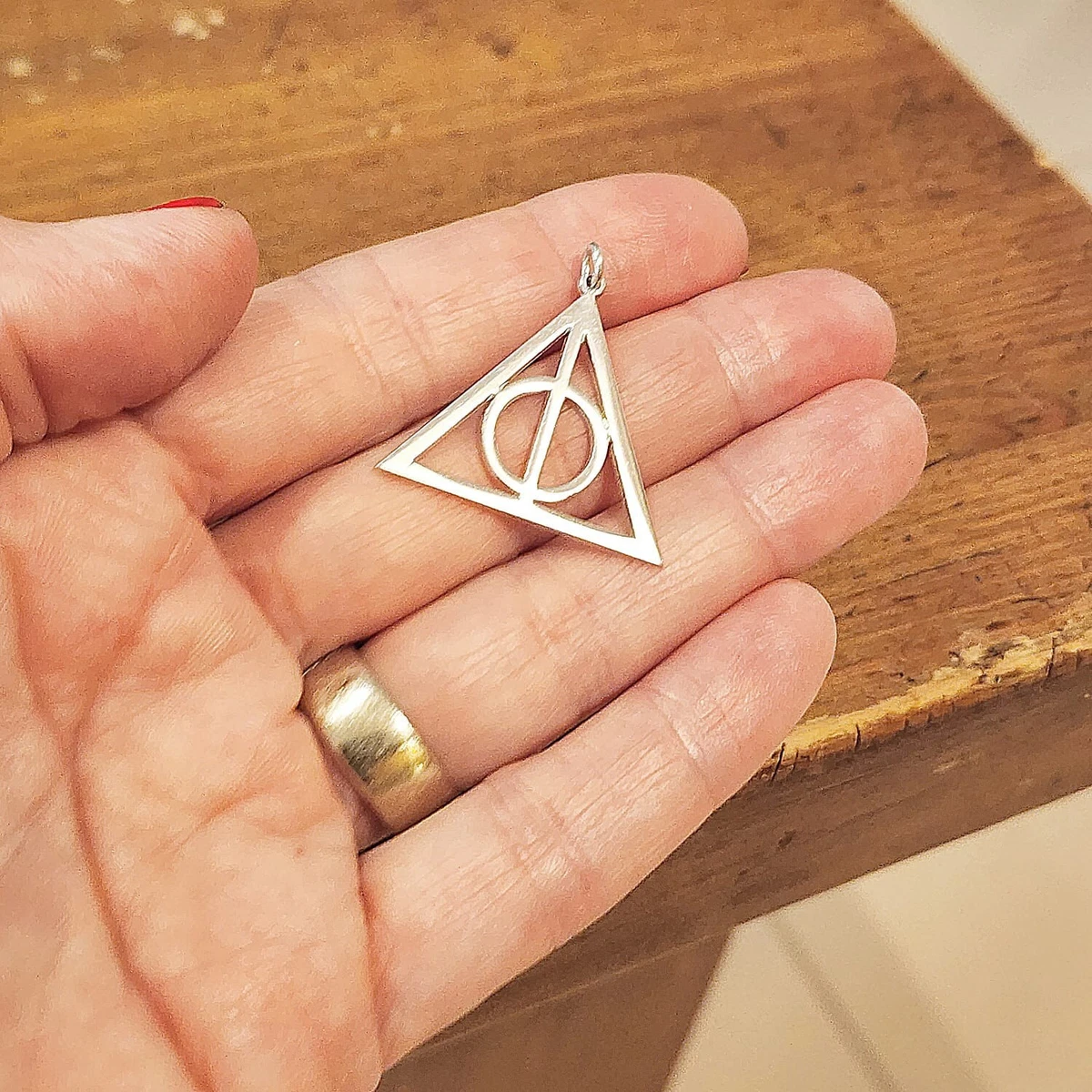 Solid 925 Sterling Silver Harry Potter Necklace Deathly Hallows