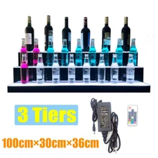 39" 3 Tiers Liquor Bottle Stand LED-Lighted Illuminated Bar Bottle Display Shelf