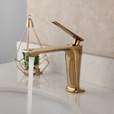Gold Bathroom Sink Faucet Single Handle/Hole Basin Sink Deck Mounted Mixer Taps