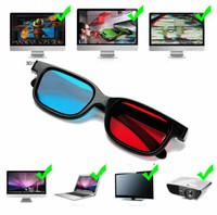 Red Blue 3D Glasses Black Frame For Dimensional Anaglyph Movie TV DVD Any Screen