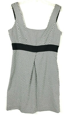 Zara Basic Women's Black & White Square Neck Mini Dress size L Empire Waist 07K
