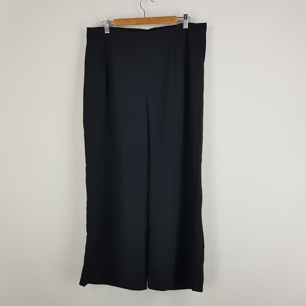 Anko Womens Size 16 Black Straight Leg Pants Back Elastic Waist Classic Pants