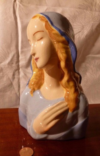 Figurina vintage California POTTERY MADONNA bionda MID CENTURY MODERN 8" - Foto 2 di 11