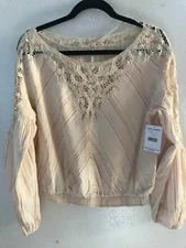 FREE PEOPLE Patterned Blouse, Beige. Multiple sizes available