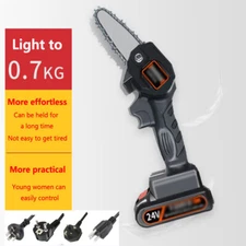 24V 4"/6" Handheld Mini Chainsaw Cordless Wood Cutter Pruning Electric Chain Saw