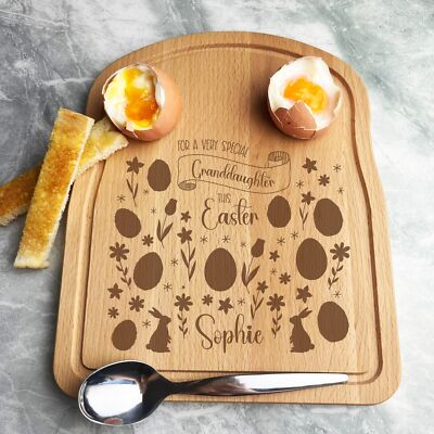 Enkelin Ostern personalisiert Geschenk Brot Eier Toast Frühstück Servierbrett