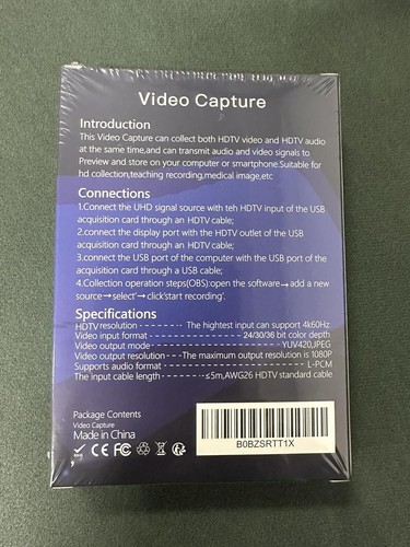 4K HDMI to USB Capture Card Full HD 1080P 60FPS Video Capture Device HDMI Stream - Afbeelding 3 van 12