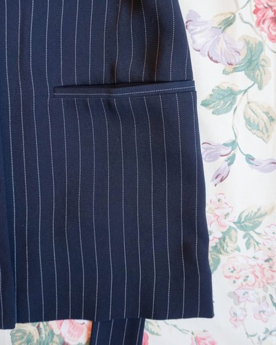 NWT Mango MNG Pinstripe Belted Suit Blazer Navy, Size 36, UK 8, US 4 Zara Rouje - Picture 8 of 10