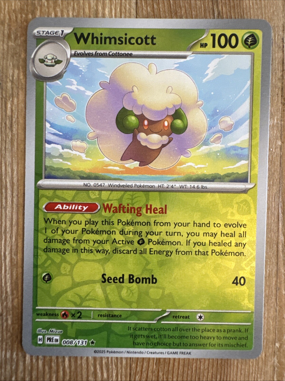 Whimsicott - 008/131 - Pokemon Prismatic Evolutions - Reverse Holo - NM