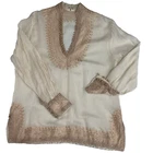 Vintage Authentic Moroccan Kaftan Top Fine Cotton Tunic Embroidered M/L 40"