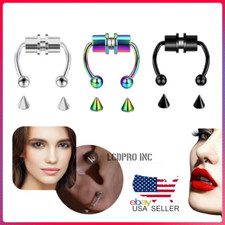 Magnetic Nose Rings Fake Non-Piercing Titanium Steel Womens Mens Body Jewelry US