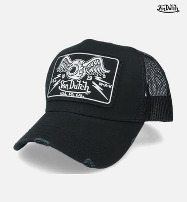 VON DUTCH SQUARE PATCH TRUCKER CAP - SCHWARZ - *100 % AUTHENTISCH* *BRANDNEU*
