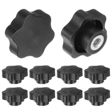 10pcs Star Knobs M8 Thread 48mm Head Non-Through Hole Clamping Handles Black