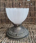 Antique Vintage Semi-Flush Mount Ceiling Light with Scalloped Milk Glass Shade