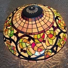 Vintage TIFFANY STYLE Stained Glass Hanging Lamp Shade Only w/ Beads Large ~ 20"