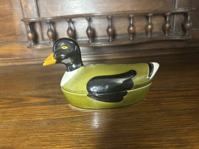 Vintage Michel Caugant Duck Pate Dish Glazed Collectable 1980 Multicoloured Good