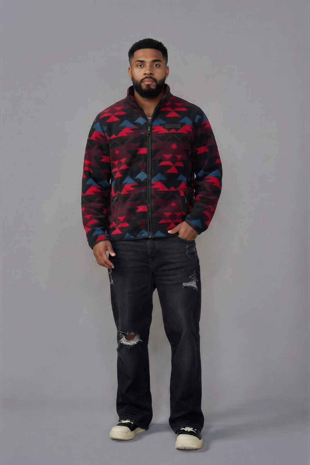 aeropostale aztec print full zip fleece mens Xl