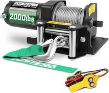2000lb Winch with Steel Cable and Wired Manual Remote Control Switch for ATV,