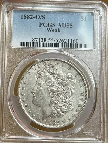 1882-O/S Morgan Silver Dollar PCGS AU55 Weak