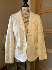 Dialogue Women's Jacket Size XS Blazer Ivory Lace Floral Embroidered Wedding 