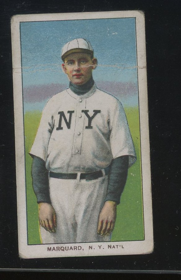 1909-11 T206 - Rube Marquard Hands at Thighs Piedmont 150 PR (Crease)