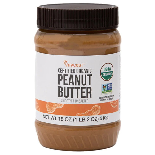 Certified Organic Peanut Butter, Smooth & Unsalted, 18 oz (510 g)
