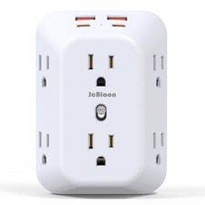 Multi Plug Wall Outlets, 6-Port Outlet Extender with 4 Charging USB White