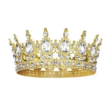 Onedor Gold Crown for Women Crystal Rhinestone Tiara Queen Clear 