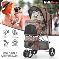Portable Pet Dog Stroller Foldable 3 Wheels Puppy Travel Carrier Cart+Cup Holder