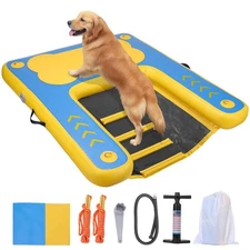 Inflatable Dog Water Ramp, Floating Dock Platform for Big Dogs (Up to 220 LBs...
