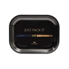 King Palm | Metal Rolling Tray | Smoke Accessories | Just Pack It Gold| 7 x 5.5