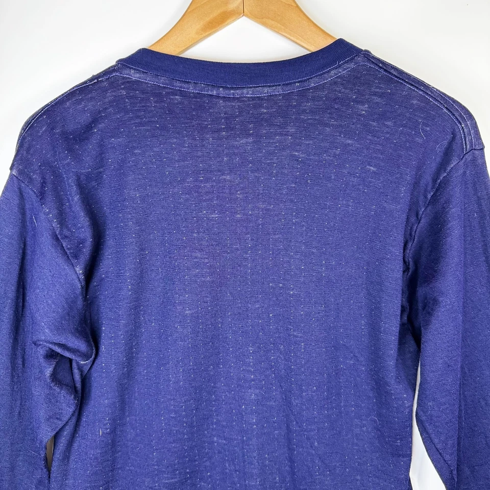 Camisa Tejida Térmica Vintage Medalist Allen A Grande Azul Manga Larga Hecha en EE. UU. Foto 4 de 4